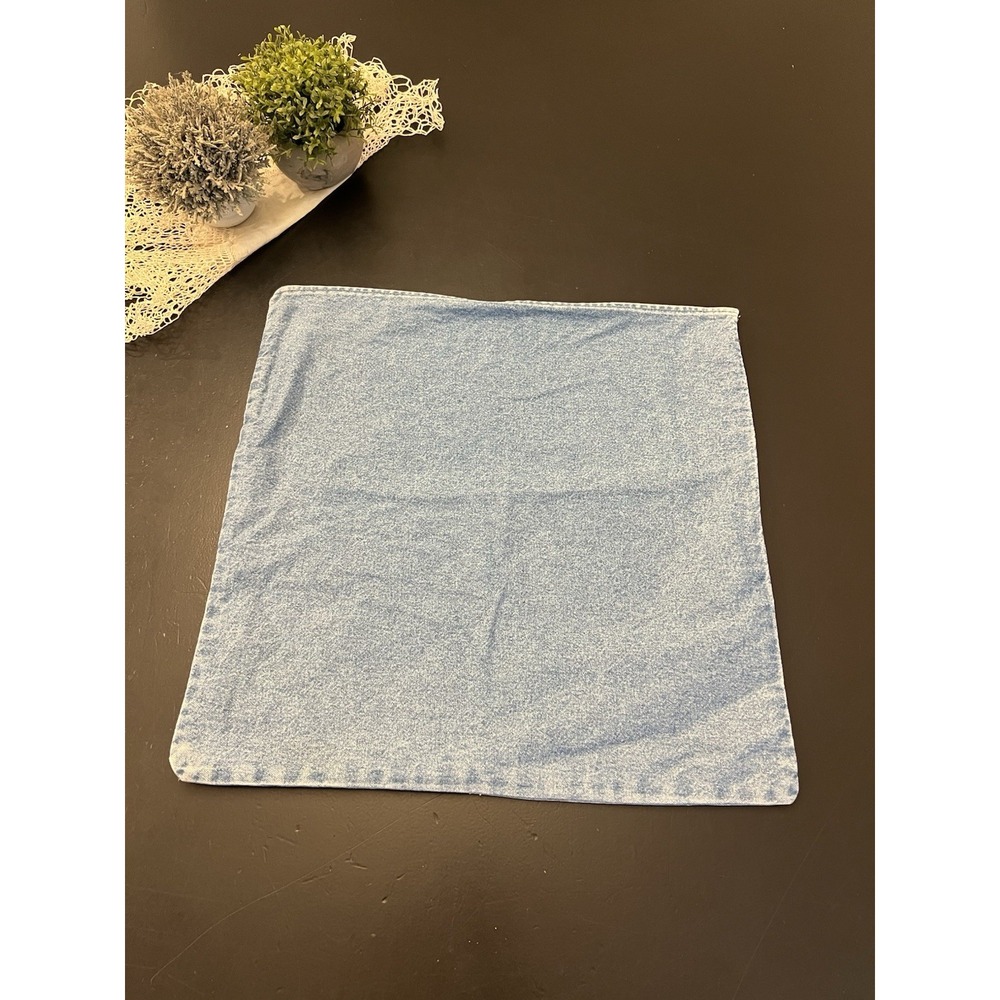Ralph Lauren Vintage Chambray Blue Jean Denim Square Throw Pillow Zipper Case